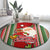 Kiribati Christmas Round Carpet Santa With Gift Bag Behind Ribbons Seamless Red Maori LT03 - Polynesian Pride