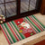 Kiribati Christmas Rubber Doormat Santa With Gift Bag Behind Ribbons Seamless Red Maori LT03 - Polynesian Pride