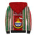 Kiribati Christmas Sherpa Hoodie Santa With Gift Bag Behind Ribbons Seamless Red Maori LT03 - Polynesian Pride