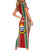 Kiribati Christmas Short Sleeve Bodycon Dress Santa With Gift Bag Behind Ribbons Seamless Red Maori LT03 - Polynesian Pride