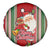 Kiribati Christmas Spare Tire Cover Santa With Gift Bag Behind Ribbons Seamless Red Maori LT03 - Polynesian Pride