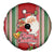 Kiribati Christmas Spare Tire Cover Santa With Gift Bag Behind Ribbons Seamless Red Maori LT03 - Polynesian Pride