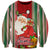 Kiribati Christmas Sweatshirt Santa With Gift Bag Behind Ribbons Seamless Red Maori LT03 Unisex Red - Polynesian Pride
