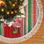 Kiribati Christmas Tree Skirt Santa With Gift Bag Behind Ribbons Seamless Red Maori LT03 - Polynesian Pride