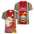 Kiribati Christmas Women V Neck T Shirt Santa With Gift Bag Behind Ribbons Seamless Red Maori LT03 - Polynesian Pride