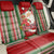 Custom Kiribati Christmas Back Car Seat Cover Santa With Gift Bag Behind Ribbons Seamless Red Maori