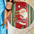 Custom Kiribati Christmas Beach Blanket Santa With Gift Bag Behind Ribbons Seamless Red Maori LT03 - Wonder Print Shop