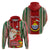 Custom Kiribati Christmas Hoodie Santa With Gift Bag Behind Ribbons Seamless Red Maori LT03 - Polynesian Pride