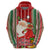 Custom Kiribati Christmas Hoodie Santa With Gift Bag Behind Ribbons Seamless Red Maori LT03 - Polynesian Pride