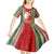 Custom Kiribati Christmas Kid Short Sleeve Dress Santa With Gift Bag Behind Ribbons Seamless Red Maori LT03 - Polynesian Pride