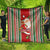 Custom Kiribati Christmas Quilt Santa With Gift Bag Behind Ribbons Seamless Red Maori LT03 - Polynesian Pride