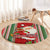 Custom Kiribati Christmas Round Carpet Santa With Gift Bag Behind Ribbons Seamless Red Maori LT03 - Polynesian Pride