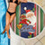 Kiribati Christmas Beach Blanket Santa With Gift Bag Behind Ribbons Seamless Blue Maori LT03 - Wonder Print Shop