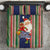 Kiribati Christmas Bedding Set Santa With Gift Bag Behind Ribbons Seamless Blue Maori LT03 Blue - Polynesian Pride