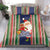 Kiribati Christmas Bedding Set Santa With Gift Bag Behind Ribbons Seamless Blue Maori LT03 - Polynesian Pride