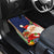 Kiribati Christmas Car Mats Santa With Gift Bag Behind Ribbons Seamless Blue Maori LT03 - Polynesian Pride