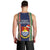 Kiribati Christmas Men Tank Top Santa With Gift Bag Behind Ribbons Seamless Blue Maori LT03 - Polynesian Pride