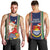 Kiribati Christmas Men Tank Top Santa With Gift Bag Behind Ribbons Seamless Blue Maori LT03 - Polynesian Pride