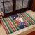 Kiribati Christmas Rubber Doormat Santa With Gift Bag Behind Ribbons Seamless Blue Maori LT03 - Polynesian Pride