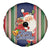 Kiribati Christmas Spare Tire Cover Santa With Gift Bag Behind Ribbons Seamless Blue Maori LT03 - Polynesian Pride