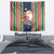 Kiribati Christmas Tapestry Santa With Gift Bag Behind Ribbons Seamless Blue Maori LT03 - Polynesian Pride