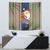 Kiribati Christmas Tapestry Santa With Gift Bag Behind Ribbons Seamless Blue Maori LT03 - Polynesian Pride