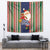 Kiribati Christmas Tapestry Santa With Gift Bag Behind Ribbons Seamless Blue Maori LT03 - Polynesian Pride