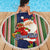 Custom Kiribati Christmas Beach Blanket Santa With Gift Bag Behind Ribbons Seamless Blue Maori LT03 - Wonder Print Shop