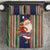 Custom Kiribati Christmas Bedding Set Santa With Gift Bag Behind Ribbons Seamless Blue Maori LT03 Blue - Polynesian Pride