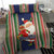 Custom Kiribati Christmas Bedding Set Santa With Gift Bag Behind Ribbons Seamless Blue Maori LT03 - Polynesian Pride
