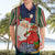 Custom Kiribati Christmas Hawaiian Shirt Santa With Gift Bag Behind Ribbons Seamless Blue Maori LT03 - Polynesian Pride