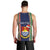 Custom Kiribati Christmas Men Tank Top Santa With Gift Bag Behind Ribbons Seamless Blue Maori LT03 - Polynesian Pride