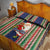 Custom Kiribati Christmas Quilt Bed Set Santa With Gift Bag Behind Ribbons Seamless Blue Maori LT03 - Polynesian Pride