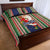 Custom Kiribati Christmas Quilt Bed Set Santa With Gift Bag Behind Ribbons Seamless Blue Maori LT03 - Polynesian Pride