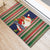 Custom Kiribati Christmas Rubber Doormat Santa With Gift Bag Behind Ribbons Seamless Blue Maori LT03 - Polynesian Pride