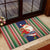 Custom Kiribati Christmas Rubber Doormat Santa With Gift Bag Behind Ribbons Seamless Blue Maori LT03 - Polynesian Pride