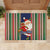 Custom Kiribati Christmas Rubber Doormat Santa With Gift Bag Behind Ribbons Seamless Blue Maori LT03 - Polynesian Pride