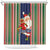 Custom Kiribati Christmas Shower Curtain Santa With Gift Bag Behind Ribbons Seamless Blue Maori LT03 Blue - Polynesian Pride