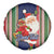 Custom Kiribati Christmas Spare Tire Cover Santa With Gift Bag Behind Ribbons Seamless Blue Maori LT03 - Polynesian Pride