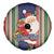 Custom Kiribati Christmas Spare Tire Cover Santa With Gift Bag Behind Ribbons Seamless Blue Maori LT03 - Polynesian Pride