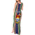 Custom Kiribati Christmas Tank Maxi Dress Santa With Gift Bag Behind Ribbons Seamless Blue Maori LT03 - Polynesian Pride