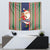 Custom Kiribati Christmas Tapestry Santa With Gift Bag Behind Ribbons Seamless Blue Maori LT03 - Polynesian Pride