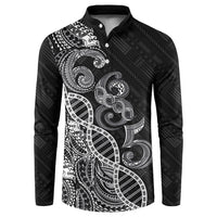 Samoan Traditional Tattoo 685 Button Sweatshirt Tribal Tatau DNA Black Color LT03 Black - Polynesian Pride