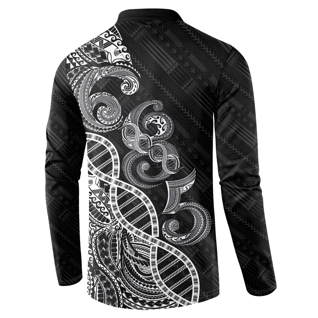Samoan Traditional Tattoo 685 Button Sweatshirt Tribal Tatau DNA Black Color LT03 - Polynesian Pride