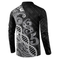 Samoan Traditional Tattoo 685 Button Sweatshirt Tribal Tatau DNA Black Color LT03 - Polynesian Pride