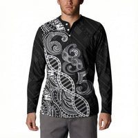 Samoan Traditional Tattoo 685 Button Sweatshirt Tribal Tatau DNA Black Color LT03 - Polynesian Pride