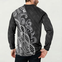 Samoan Traditional Tattoo 685 Button Sweatshirt Tribal Tatau DNA Black Color LT03 - Polynesian Pride