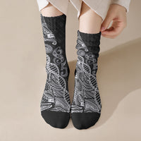 Samoan Traditional Tattoo 685 Crew Socks Tribal Tatau DNA Black Color LT03 Crew Socks Black - Polynesian Pride