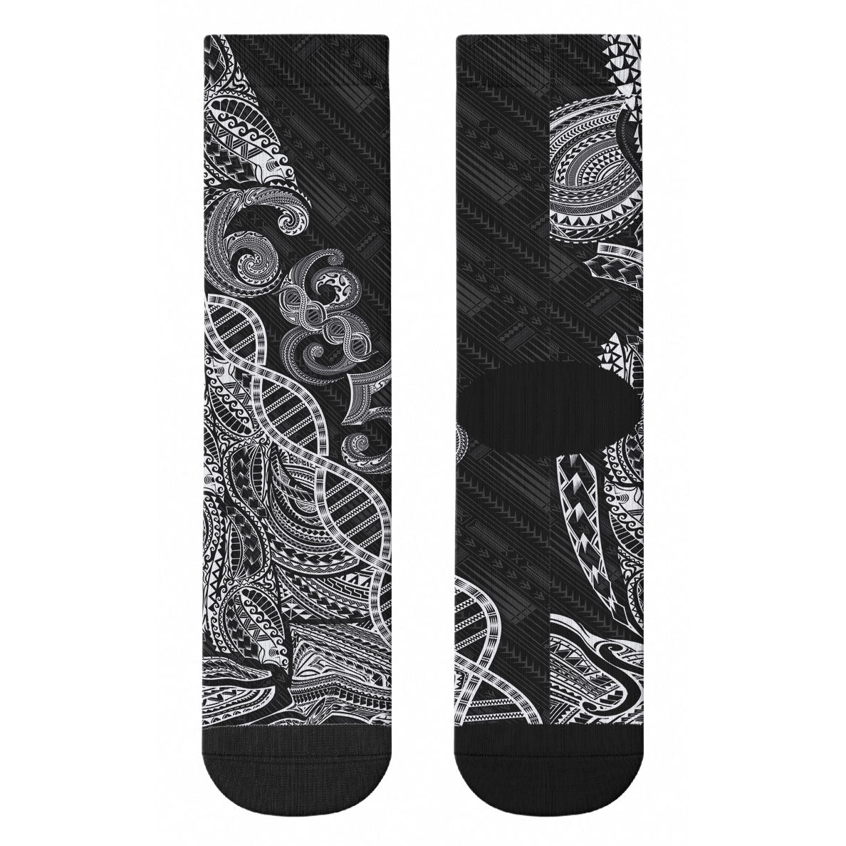 Samoan Traditional Tattoo 685 Crew Socks Tribal Tatau DNA Black Color LT03 - Polynesian Pride