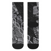 Samoan Traditional Tattoo 685 Crew Socks Tribal Tatau DNA Black Color LT03 - Polynesian Pride
